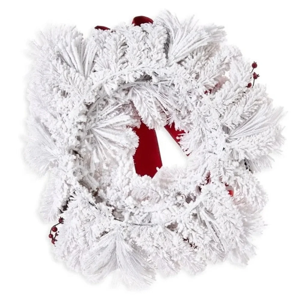 NEW Pinecone and Red Ornaments Christmas Wreath with Red Bow, 28 Inch Wide